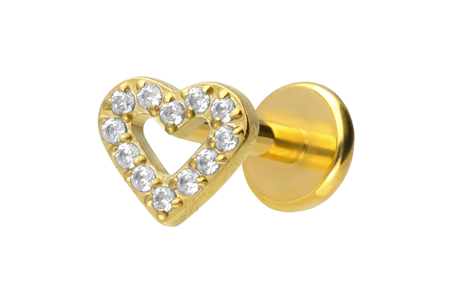 Titan Labret Piercing mit Push Fit KRISTALLHERZ